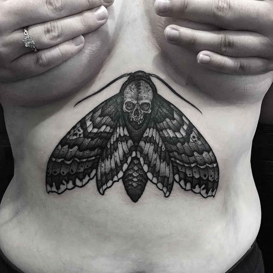 Moth Tattoo skull underboob